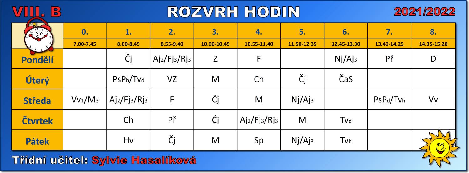 Rozvrh Hodin 8 B Zakladni Skola Ostrava Maticni 5